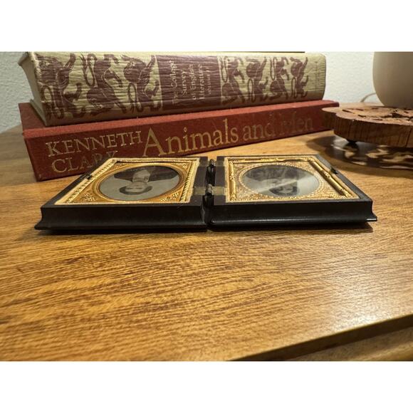 Antique Double Daguerreotype Photograph Man & Woman Ninth Plate Victorian Moody - Picture 14 of 16